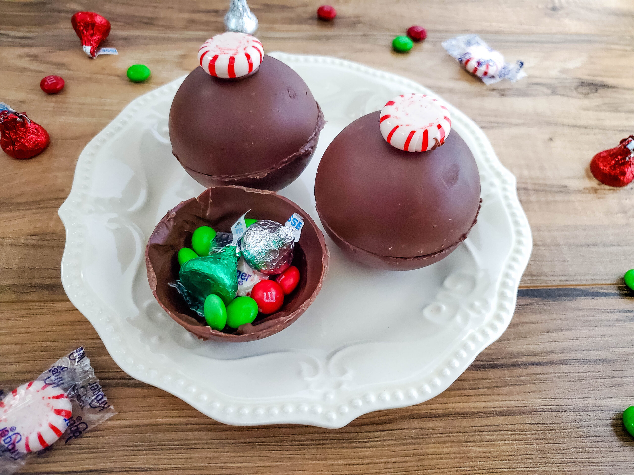 hollow chocolate ball with candy inside